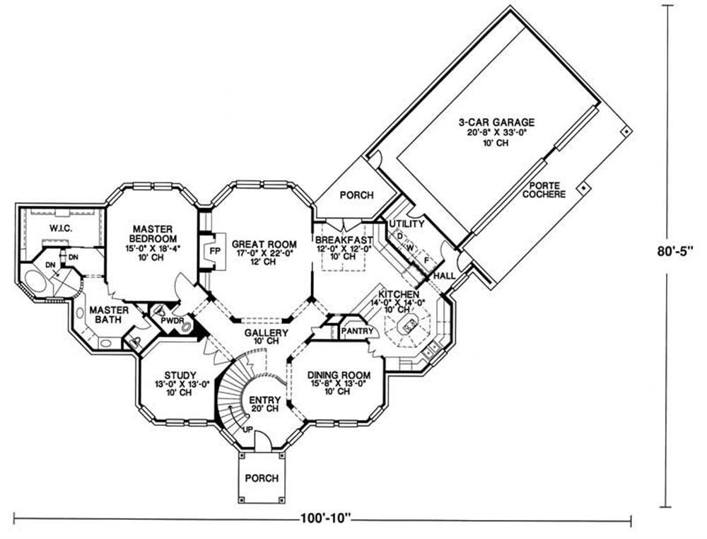 Floor Plan First Story of European Plan #120-1855